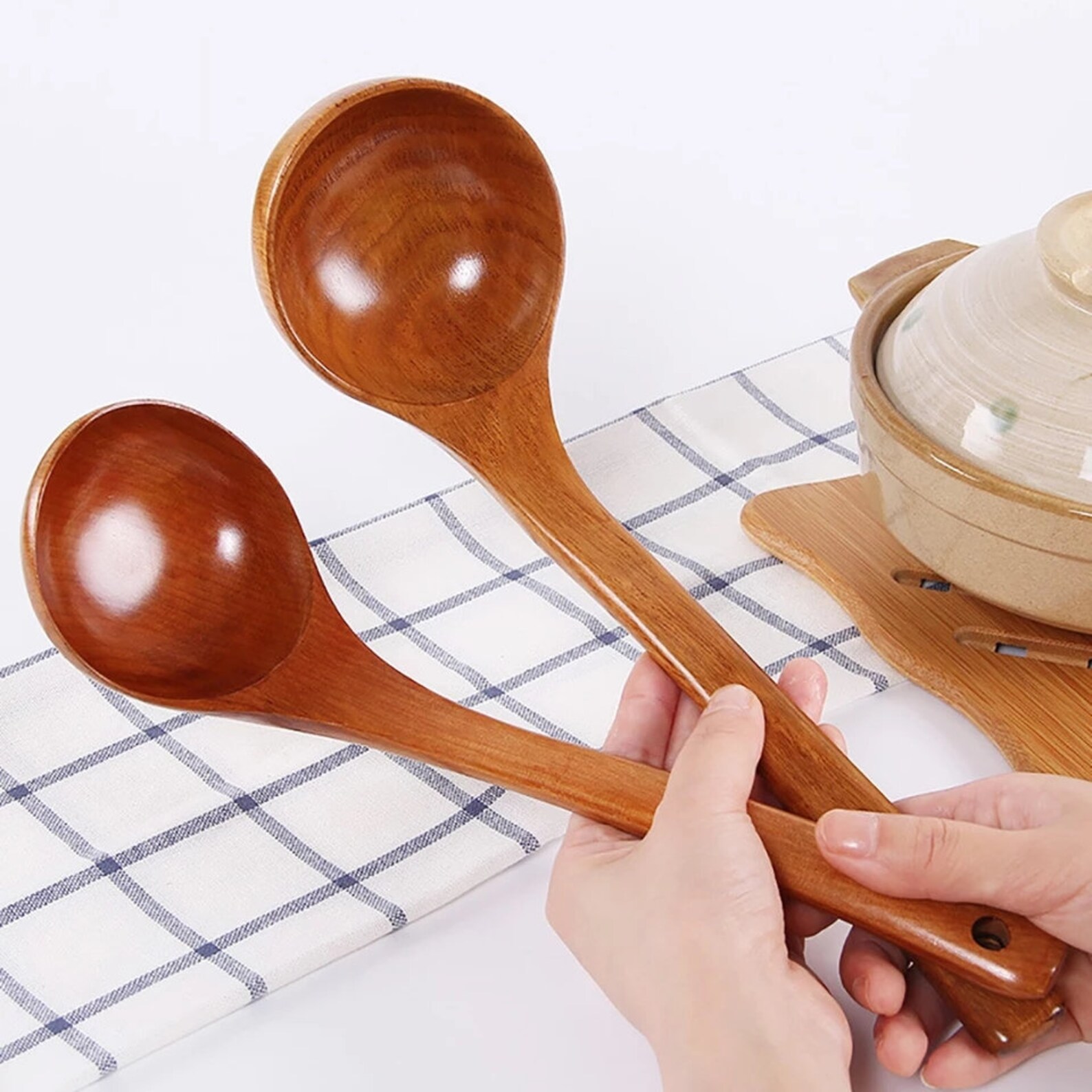 Solid Wood Soup Ladle Long Handle Hot Pot Spoon Kitchen Etsy