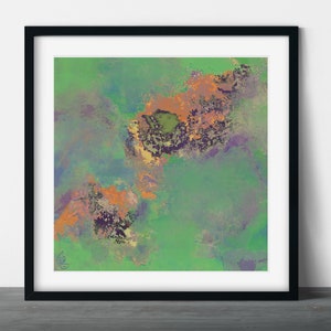 Abstract Painting, Original Printable Wall Art, Modern Fine Art, Contemporary Nature Decor, Square, with Textures in Bright Colors