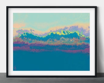 Peinture de paysage abstraite : oeuvre d'art murale moderne colorée (téléchargement numérique)