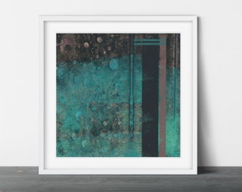 Teal Green Abstract Art Print: Geometric Square Wall Decor (Digital Download)