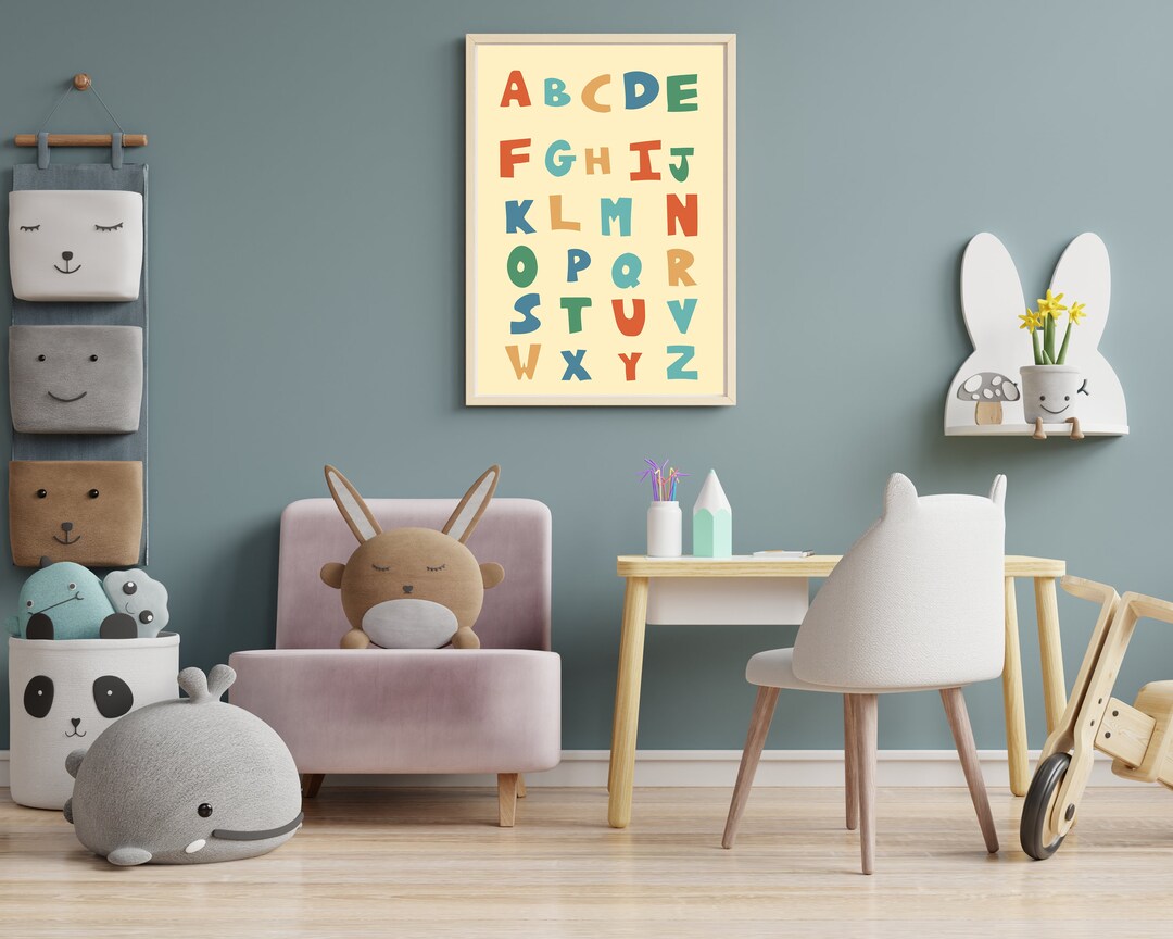Alphabet Printable Nursery Wall Art - Alphabet Nursery Print - Alphabet ...