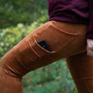 MTO: Leggings with pockets / flare / fine corduroy / fawn, fox brown, rust brown