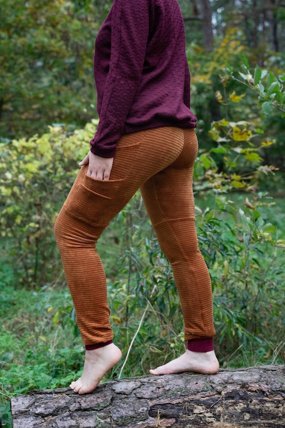 MTO: Leggings With Pockets / Flare / Fine Corduroy / Fawn, Fox Brown, Rust  Brown 