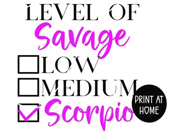 Schorpioen Zodiac SVG, niveau van Savage laag medium roze en zwart verjaardag koningin SVG [digitale download] astrologie png voor tshirts bakken mutsen