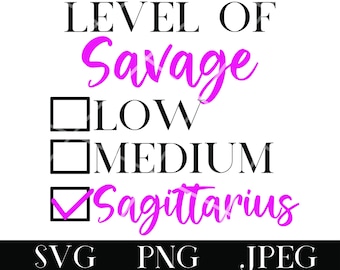 Boogschutter Zodiac SVG, niveau van Savage laag medium roze en zwart verjaardag koningin SVG [digitale download] astrologie png t-shirts bakken motorkap