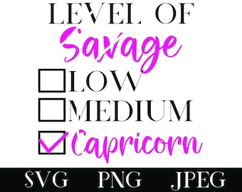 Steenbok Zodiac SVG, niveau van Savage, december januari zwarte verjaardag koningin SVG [digitale download] astrologie png t-shirts bakken motorkap