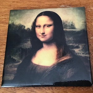 Mona Lisa Replica Painting  on a 3x3 Refrigerator Magnet with Glossy Finish.Quality Metal Construction.Gift For Him or Her.