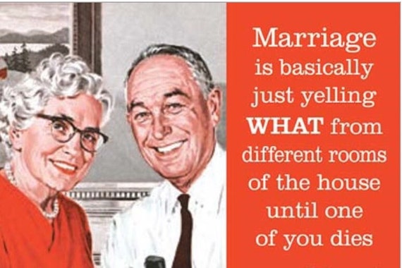 Marriage Is Basically Yelling What Until One of You Dies on a  2x3 Refrigerator Magnet with Glossy Finish.Gift For Her or Her.