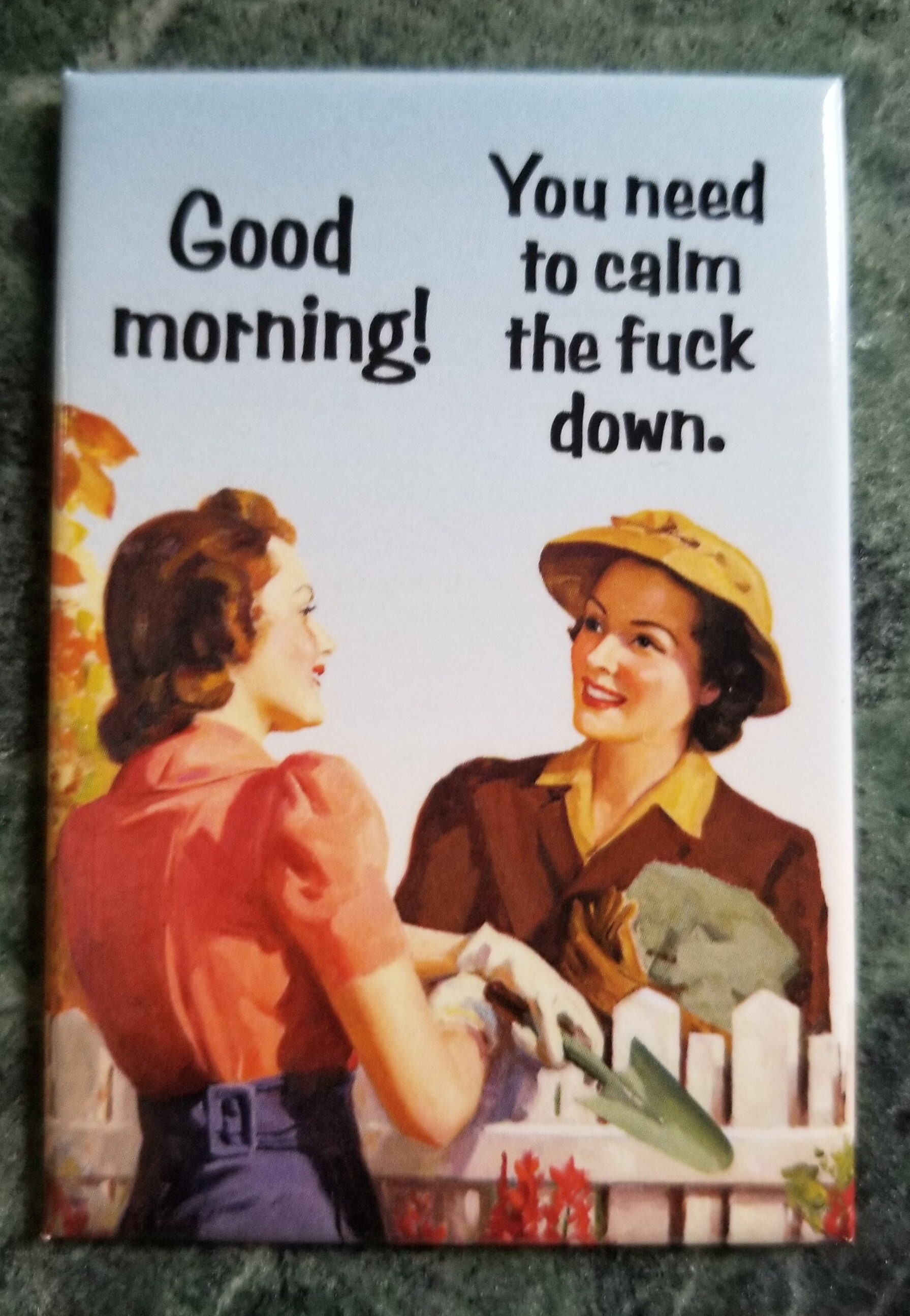 Good Morning You Need To Calm The Fuck Down a Funny 2x3 Refrigerator Magnet with Glossy Finish.Valentine Gift For Her.