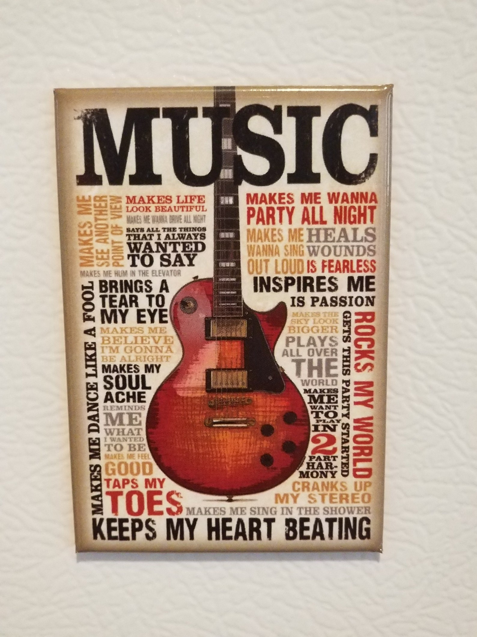 Music Keeps My Heart Beating on a 2x3 Refrigerator With Etsy