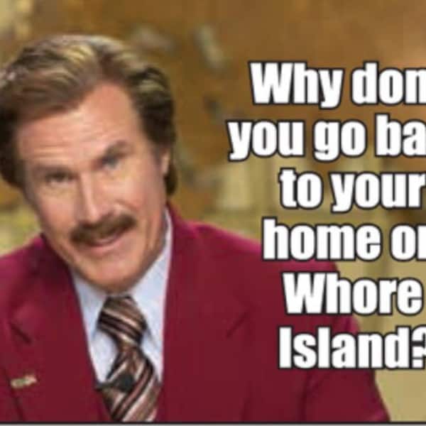 Why Don’t You Go Back To Your Home On Whore Island, Ron Burgundy a  2x3 Refrigerator Magnet. A  Gift for Him or Her.