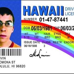 McLovin ID on a 3.5” x 2.5” Metal Magnet With Glossy Finish. Funny Magnet For Him or Her. Great  Addition To Your Fridge or Any Metal Suface