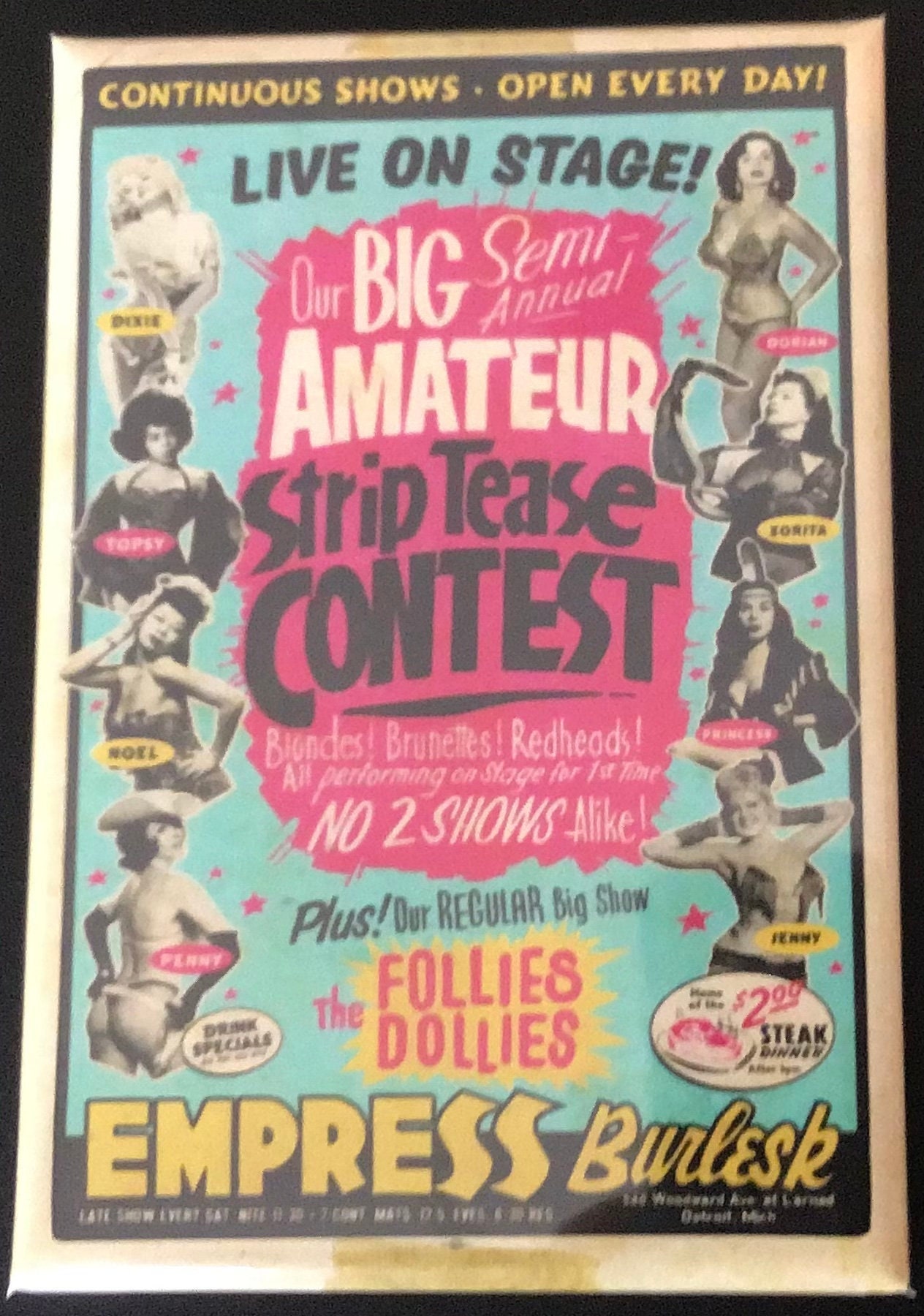 Vintage Amateur Strip Tease Contest Poster Reproduced on a 2x3 Refrigerator  Magnet With Glossy Finish and Metal Construction.a Gift for Him. - Etsy