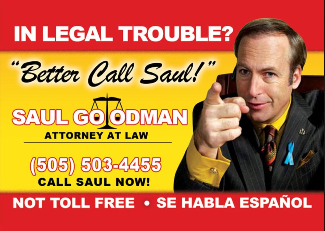 Better Call Saul When You Need Legal Help on a 3.5” X 2.5” Metal