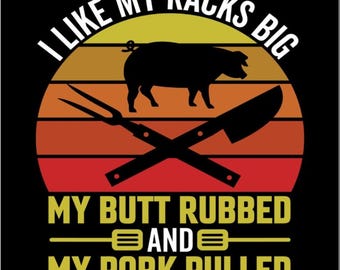 Funny BBQ Magnet: I Like My Racks Big - 2.5" Square Metal Magnet