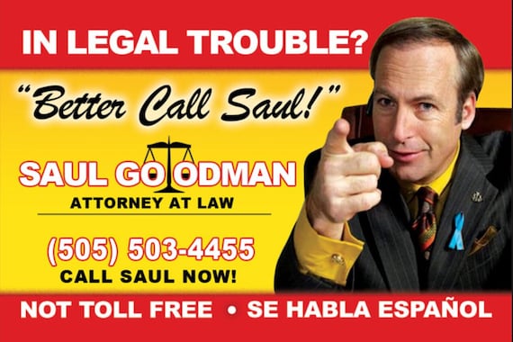 Better Call Saul When You Need Legal Help on a 3.5” X 2.5” Metal
