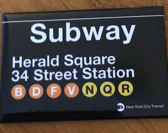 Herald Square Subway Sign Refrigerator Magnet - NYC Souvenir