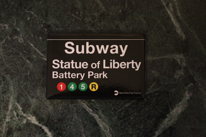 Statue of Liberty Battery Park Replica Subway Sign on a 2x3 Etsy