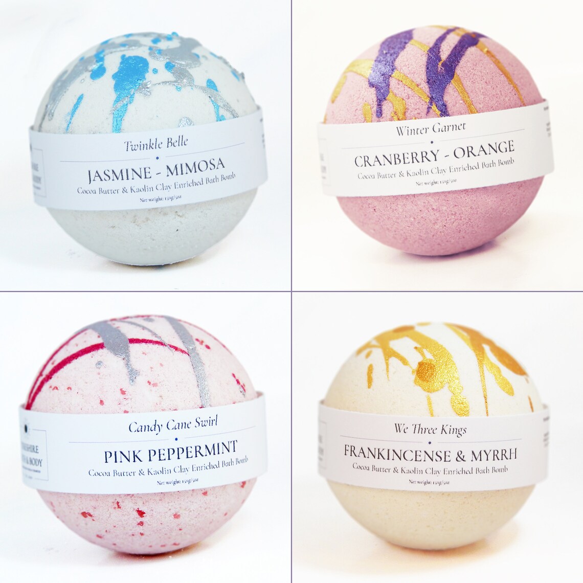 Set of 4 Luxury Bath Bombs Enriched with Cocoa Butter and Etsy
