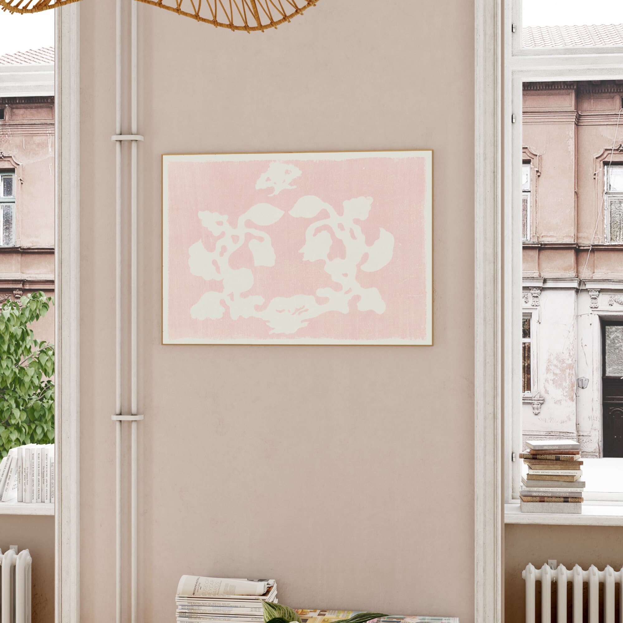 Vintage Pink Pattern Wall Art Antique Nursery Girls Room Pattern Decor ...