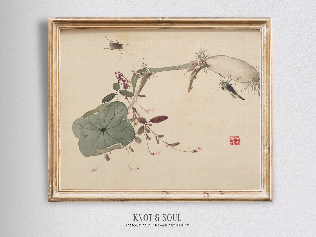 Japanese Flower Meditation Art Print Yoga Wall Art Antique Etsy