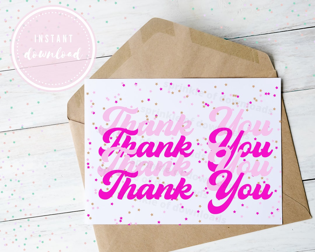 Printable Thank You Card Digital Thank You Card Instant Etsy