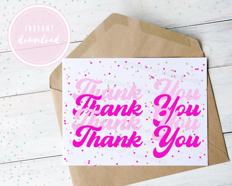 Printable Thank You Card Digital Thank You Card Instant Etsy