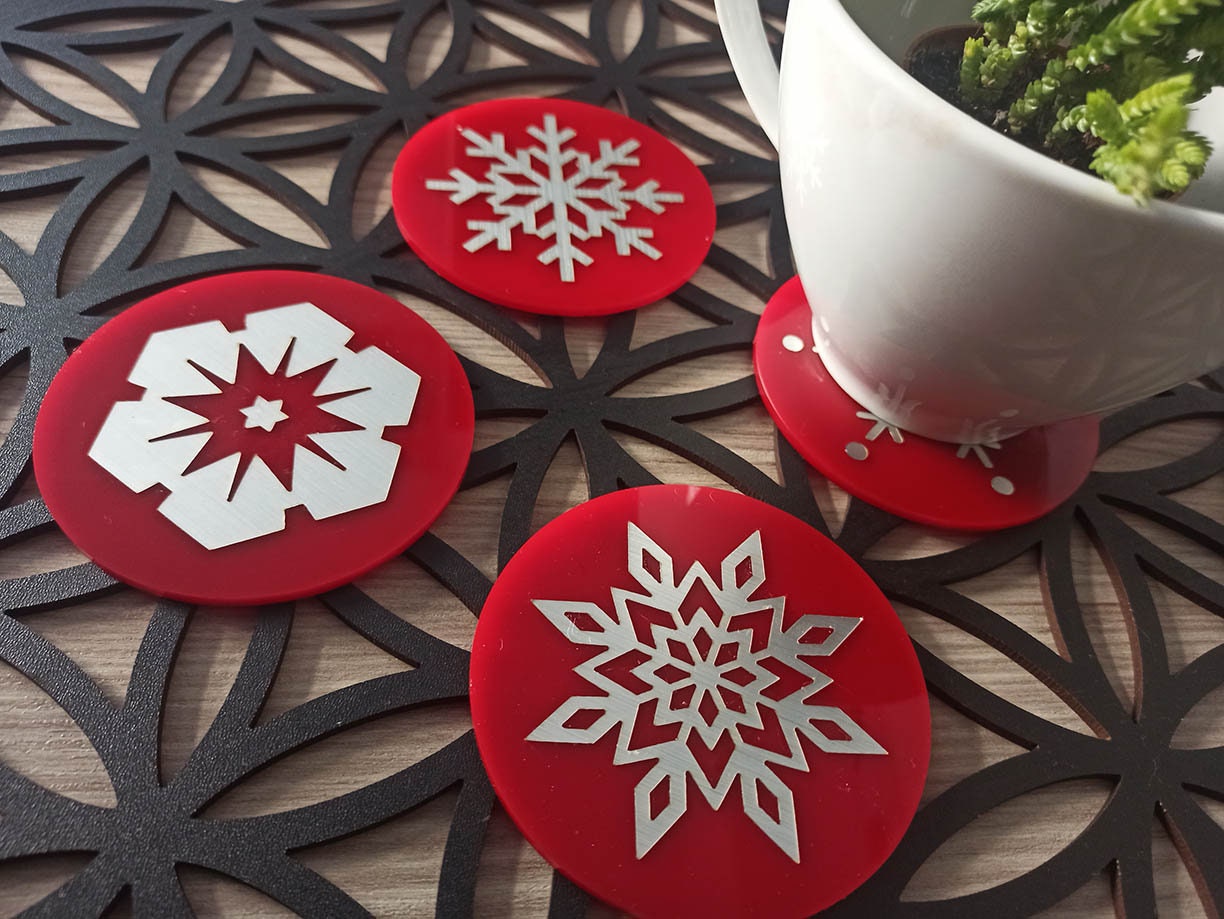 Coaster Gift Set Snowflake Coaster Set Drinkware Gift Set 4 Etsy