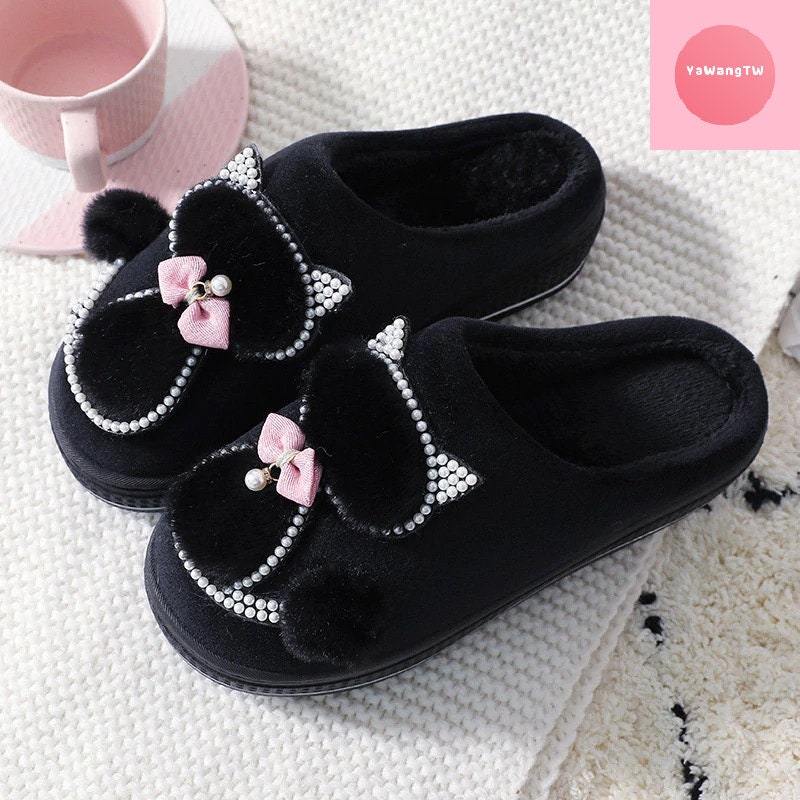 Women Cotton slippers Cute Cat Slippers Ladies Platform Indoor Etsy