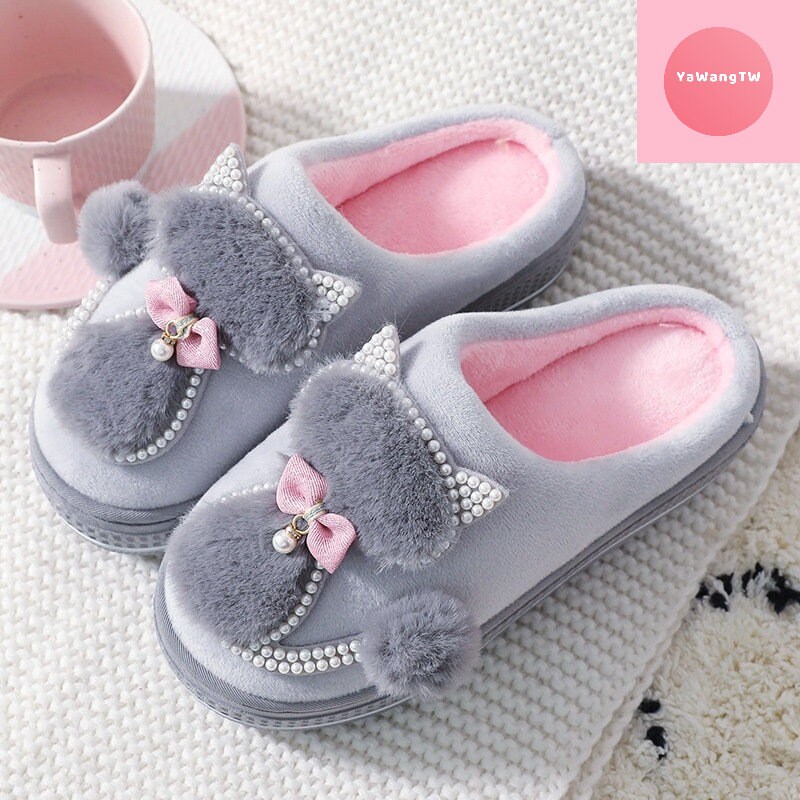 Women Cotton slippers Cute Cat Slippers Ladies Platform Indoor Etsy
