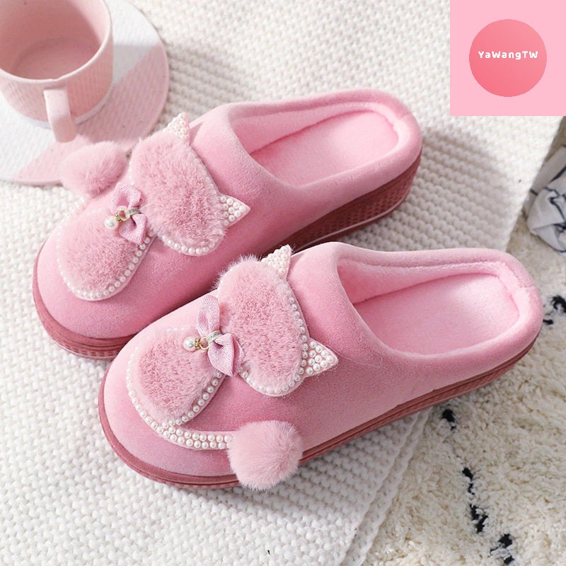 Women Cotton slippers Cute Cat Slippers Ladies Platform Indoor Etsy