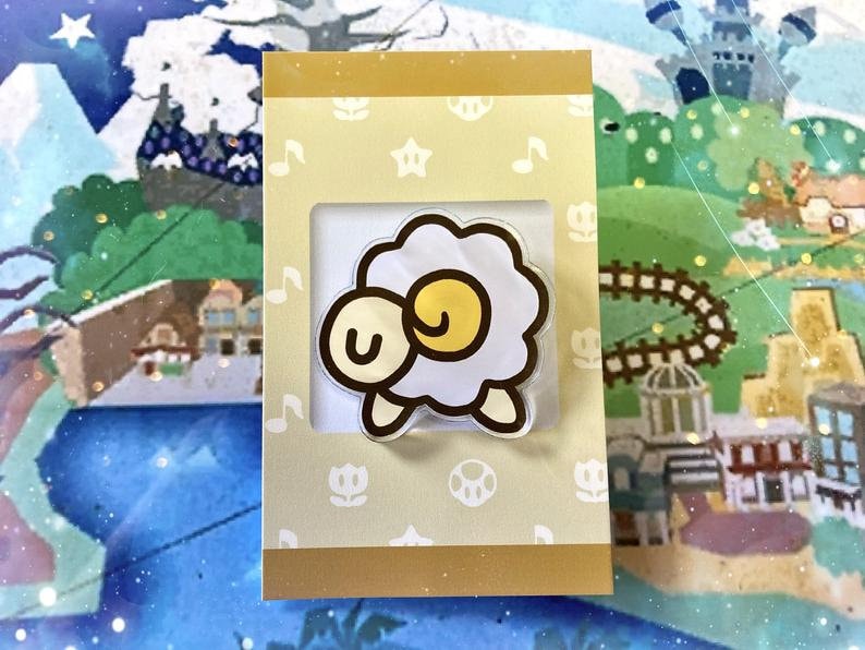 Paper Mario Sleepy Sheep Acrylic Pin Etsy