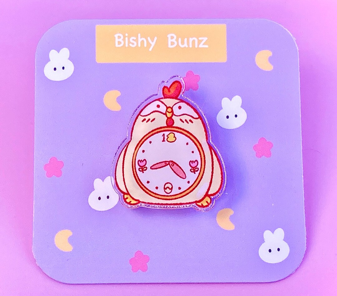 SM Chicken Alarm Clock Acrylic Pin Etsy