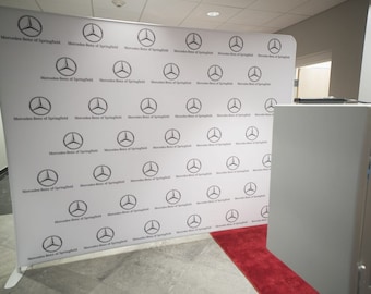 Premium Corporate Event Step and Repeat Fabric Backdrop with Stand, Business Logo Event Banner, Personalized Wedding & Birthday Party Design