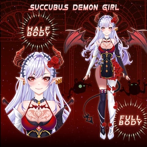 Succubus Demon Girl Live2D Full Body Vtuber Model, Night Sexy Demon Girl Live2D Vtuber Model, Youtube, Twitch Streamer Model