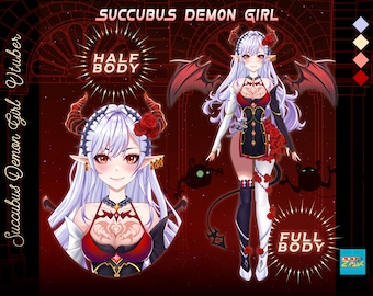 Succubus Demon Girl Live2D Full Body Vtuber Model, Night Sexy Demon Girl Live2D Vtuber Model, Youtube, Twitch Streamer Model
