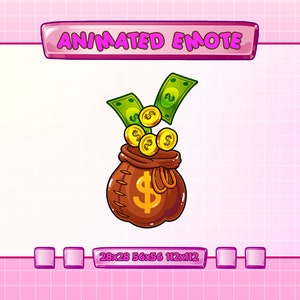 Money Collect, Money Counting Animated Emote, Money Pouch, Money Dropping Animated Twitch Discord Youtube Emote, Chat Emote