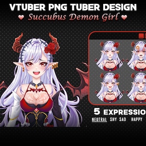 Succubus Demon Girl Live 2D PNGtuber – Live2D Model Design For PNGtuber