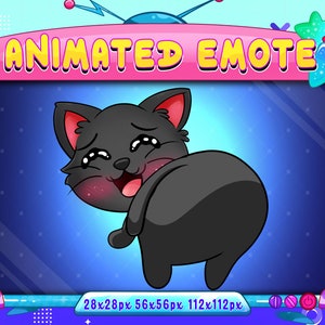 Black Cat Twerk Animated Emote: Twitch, Discord, YouTube (GIF)