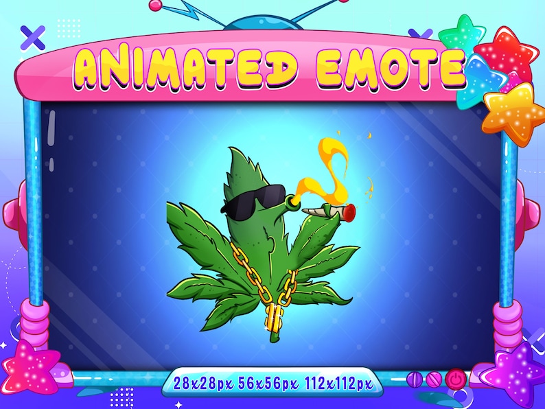 Leaf Smoking Cannabis Animated Emote, Leaf Smoking Animated Twitch