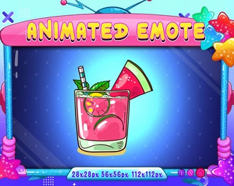 Cocktail Animated Emote, Drinking Cocktail Pressing Animated Twitch Discord Youtube Emote, Cocktail Animated Chat Emote For Streamer