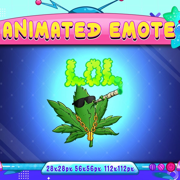 Cannabis LOL Animated Emote, Cannabis LOL Animated Twitch Discord Youtube Emote, LOL Cannabis Chat Emote For Streamer, Gamer