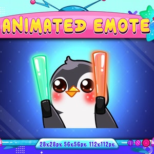 Penguin Saber Light Animated Emote, Animated Penguin Light Twitch Discord Youtube Emote, Cute Penguin Animated Emote For Streamer, Gamer