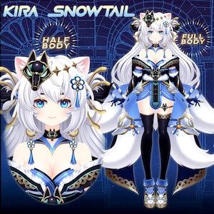 Kira Snowtail Kitsune Fox Vtuber Model: Anime Girl Live2D (Premade)