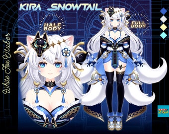 Kira Snowtail Kitsune Fuchs Vtuber Model: Anime Girl Live2D (Premade)