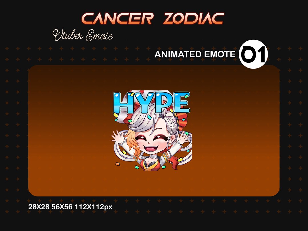 Hype Cancer Live2d Model Animated Emote, Animated Cancer Hype Emote for