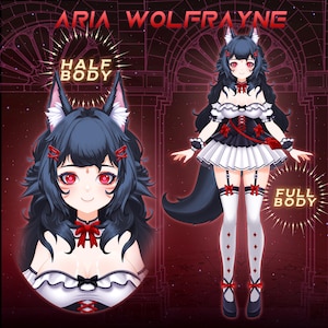 Red Wolf Girl Vtuber Model: Premade Live2D für Twitch & Youtube