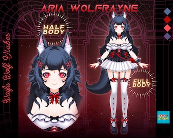 Red Wolf Girl Vtuber Model: Premade Live2D for Twitch & Youtube