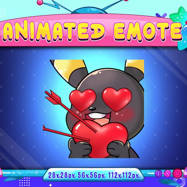 Heart Umbreon Animated Emote, Animated Love Umbreon Twitch Discord Youtube Emote, Cute Heart Love Umbreon Animated Emote For Streamer, Gamer