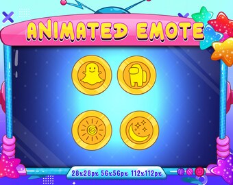 4x Coin Ghost, Sun, Moon, Among US Animated Emote, Coin Animated Twitch Discord Youtube Emote, Animated Chat Emote For Streamer